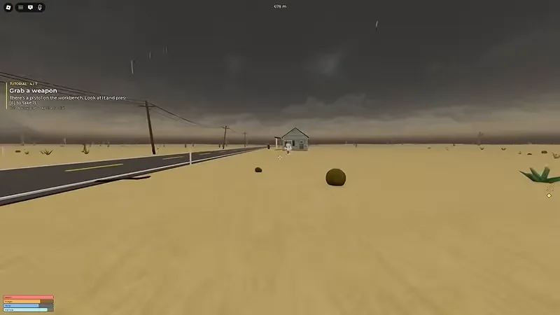 Storm clouds and rain over a desert road