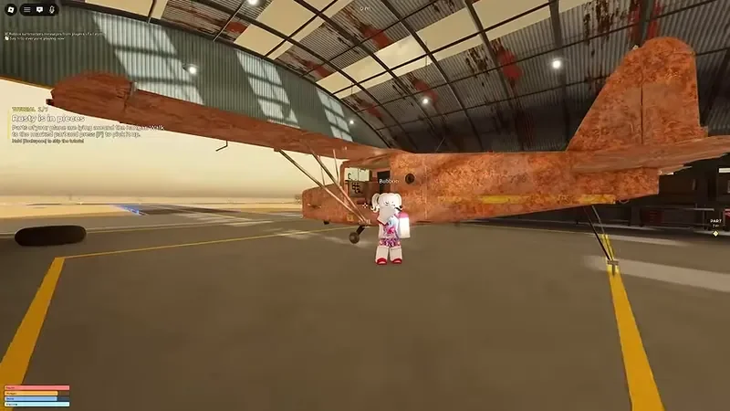 机库中的 Rusty 飞机
